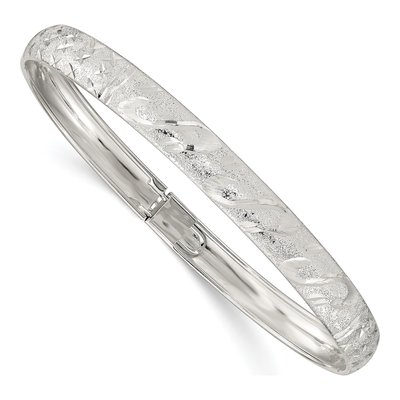 Sterling Silver Diamond-Cut Flexible Bangle Bracelet