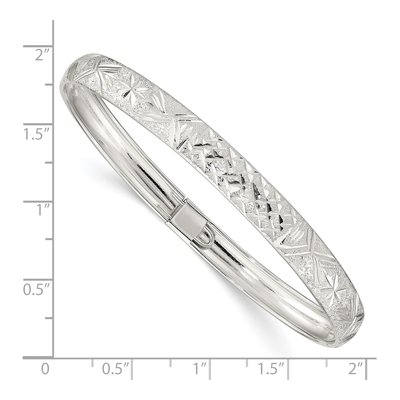Sterling Silver Diamond-Cut Flexible Bangle Bracelet – view 4
