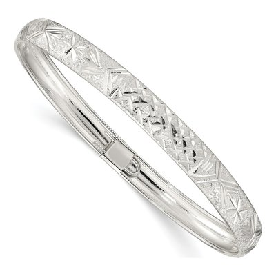 Sterling Silver Diamond-Cut Flexible Bangle Bracelet