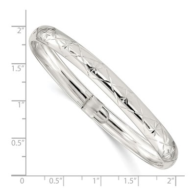 Sterling Silver Diamond-Cut Flexible Bangle Bracelet – view 3