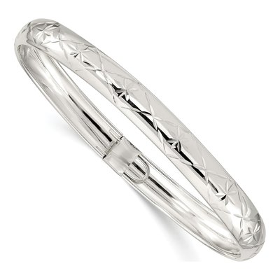Sterling Silver Diamond-Cut Flexible Bangle Bracelet