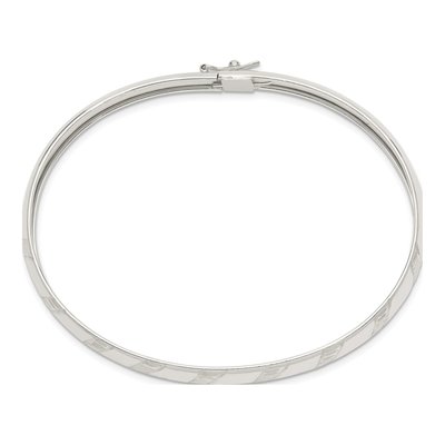 Sterling Silver Diamond-Cut Flexible Bangle Bracelet – view 3