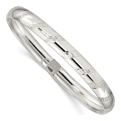 Sterling Silver Diamond-Cut Flexible Bangle Bracelet
