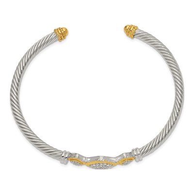 Sterling Silver CZ Rope Cuff Bracelet – view 3