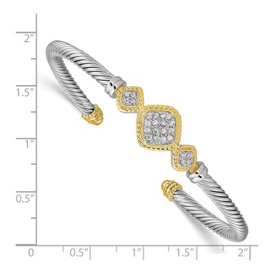 Sterling Silver CZ Rope Cuff Bracelet – view 4