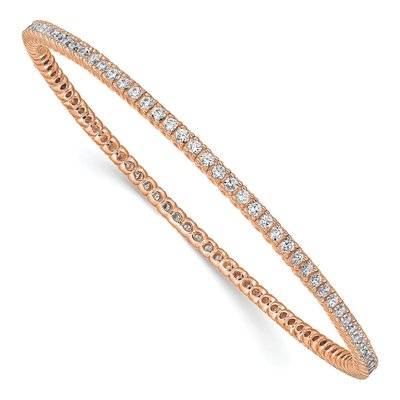 Rose Gold-Plated Sterling Silver CZ Bangle Bracelet