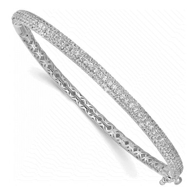 Sterling Silver CZ Pave Bangle Bracelet