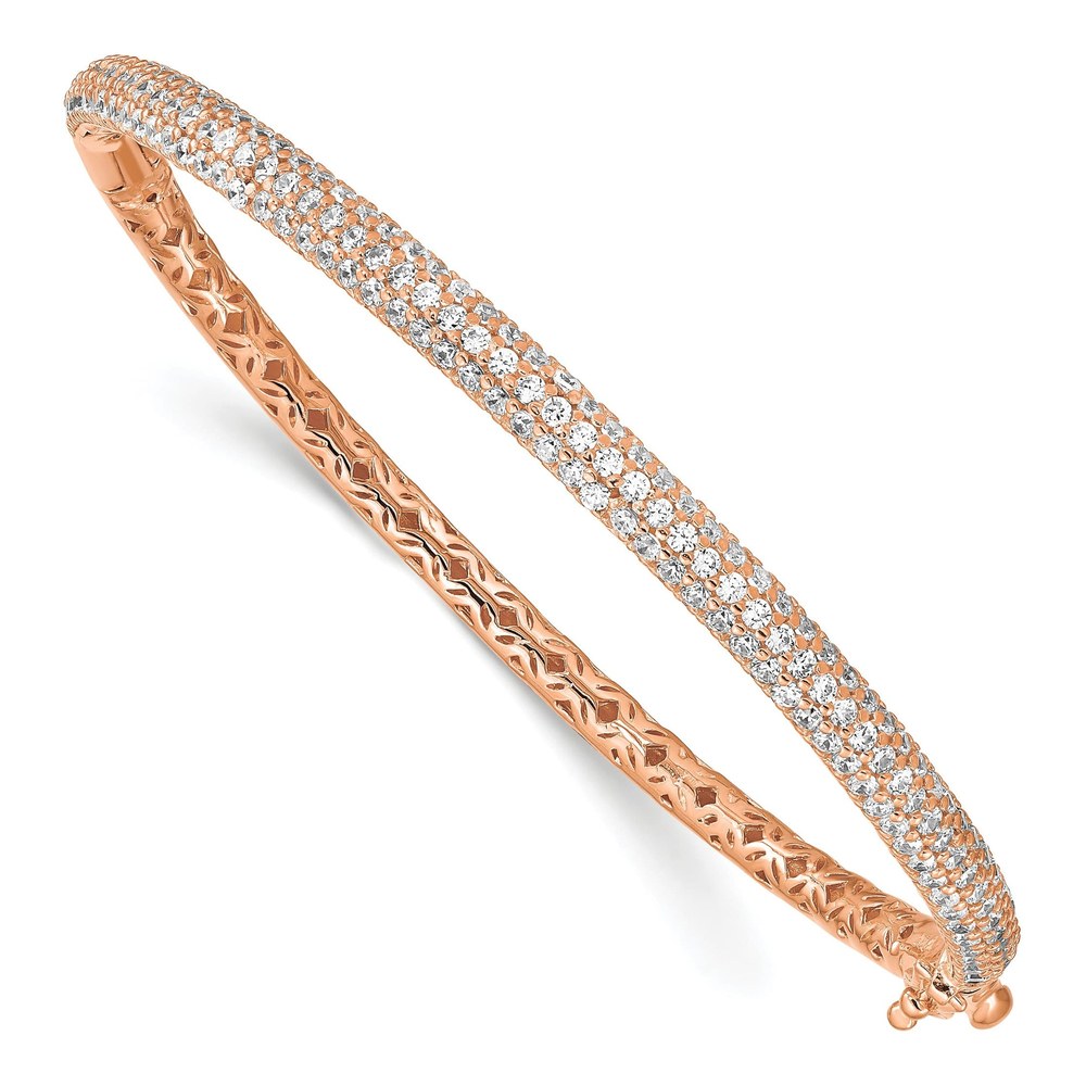 Rose Gold-Plated Sterling Silver CZ Pave Bangle Bracelet