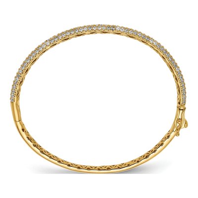 Gold-Plated Sterling Silver CZ Pave Hinged Bangle Bracelet – view 2