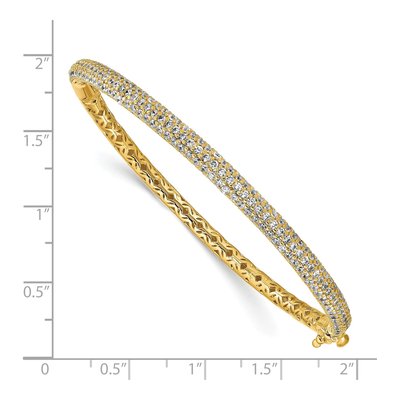 Gold-Plated Sterling Silver CZ Pave Hinged Bangle Bracelet – view 3