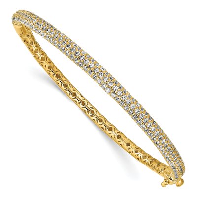 Gold-Plated Sterling Silver CZ Pave Hinged Bangle Bracelet