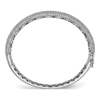 Sterling Silver CZ Pave Hinged Bangle Bracelet – view 2