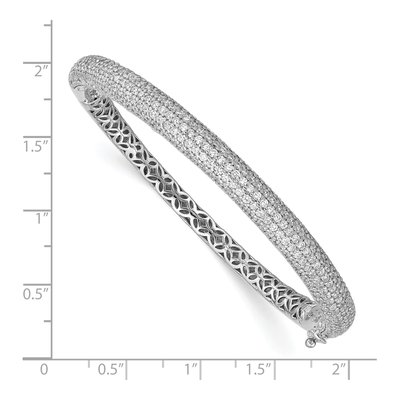 Sterling Silver CZ Pave Hinged Bangle Bracelet – view 3