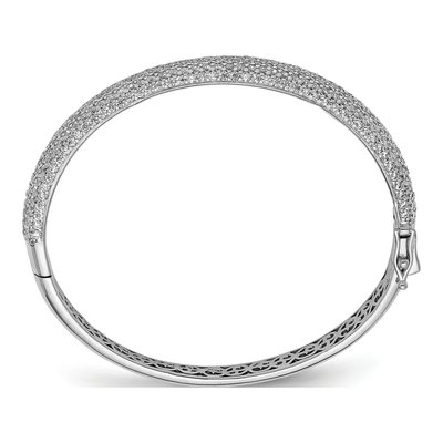 Sterling Silver CZ Pave Hinged Bangle Bracelet – view 2
