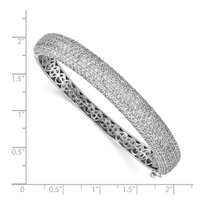 Sterling Silver CZ Pave Hinged Bangle Bracelet – view 3