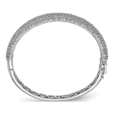 Sterling Silver CZ Pave Hinged Bangle Bracelet – view 2