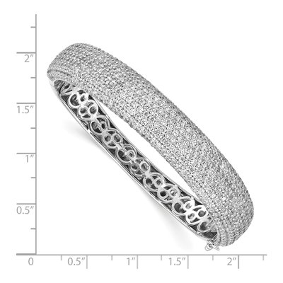 Sterling Silver CZ Pave Hinged Bangle Bracelet – view 3