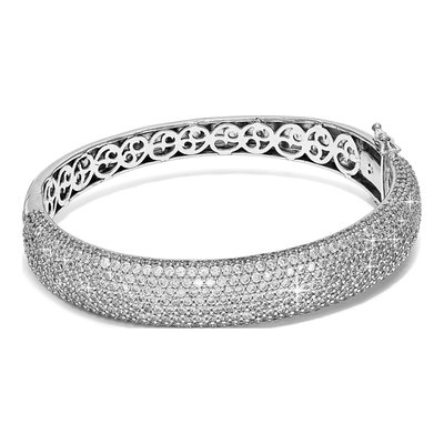 Sterling Silver CZ Pave Hinged Bangle Bracelet – view 5