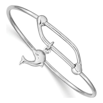 Sterling Silver Dolphin Adjustable Baby Bangle Bracelet