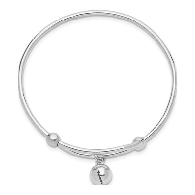 Sterling Silver Jingle Bell Adjustable Baby Bangle Bracelet – view 3