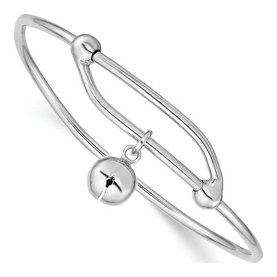 Sterling Silver Jingle Bell Adjustable Baby Bangle Bracelet