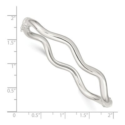 Sterling Silver Wavy Hinged Bangle Bracelet – view 4