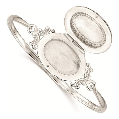 Sterling Silver Oval Locket Bangle Bracelet – view 4