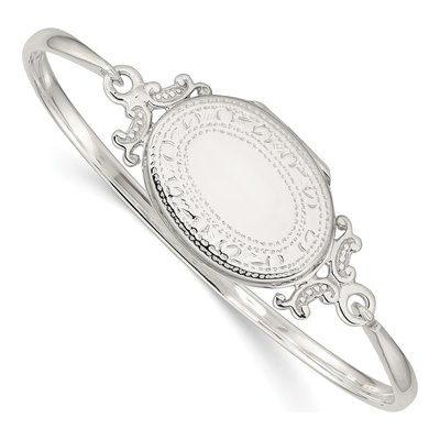 Sterling Silver Oval Locket Bangle Bracelet