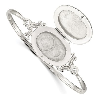 Sterling Silver Oval Locket Bangle Bracelet – view 5