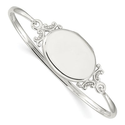 Sterling Silver Oval Locket Bangle Bracelet