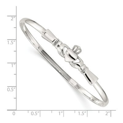 Sterling Silver Claddagh Bangle Bracelet – view 4