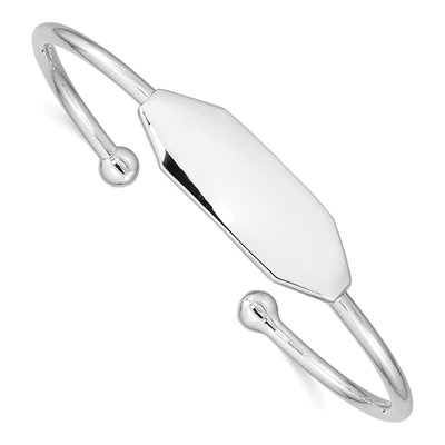 Sterling Silver Kids' ID Cuff Bangle Bracelet