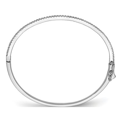 Sterling Silver CZ Hinged Bangle Bracelet – view 2