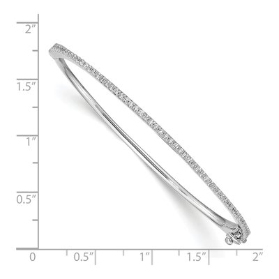 Sterling Silver CZ Hinged Bangle Bracelet – view 3