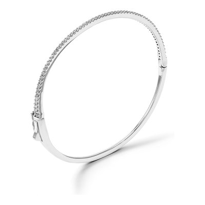Sterling Silver CZ Hinged Bangle Bracelet – view 5