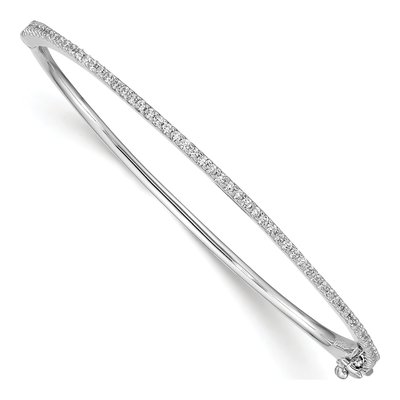 Sterling Silver CZ Hinged Bangle Bracelet