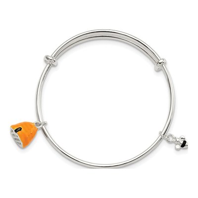 Sterling Silver Bee Beehive Kids' Bangle Bracelet – view 3