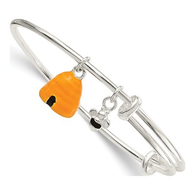 Sterling Silver Bee Beehive Kids' Bangle Bracelet