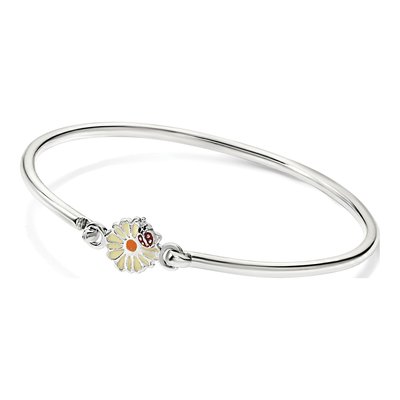Sterling Silver Girls' Enamel Flower Bangle Bracelet – view 5