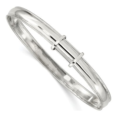 Sterling Silver Expandable Milgrain Bangle Bracelet