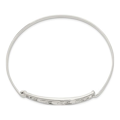 Sterling Silver Elephant Hinged Bangle Bracelet – view 3