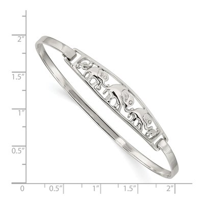Sterling Silver Elephant Hinged Bangle Bracelet – view 4