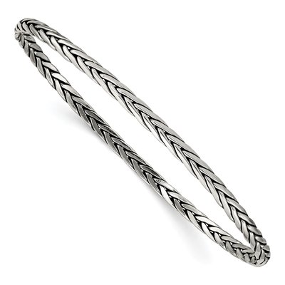 Sterling Silver Antiqued Twisted Slip-On Bangle Bracelet