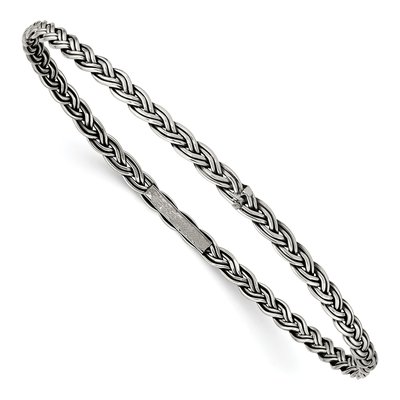 Sterling Silver Antiqued Twisted Slip-On Bangle Bracelet