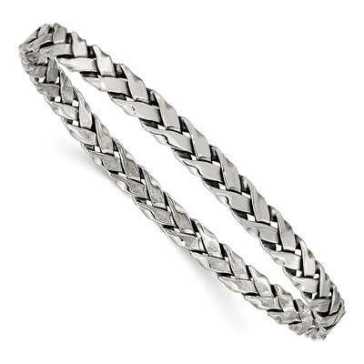Sterling Silver Antiqued Twisted Slip-On Bangle Bracelet