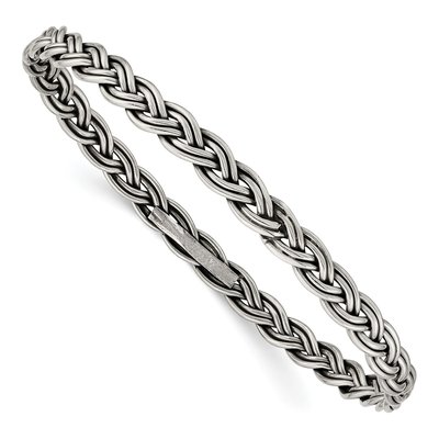 Sterling Silver Antiqued Twisted Slip-On Bangle Bracelet