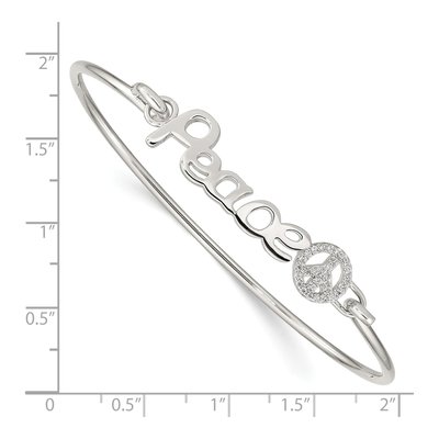 Sterling Silver CZ Peace Sign Bangle Bracelet – view 4