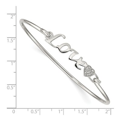 Sterling Silver CZ LOVE Heart Bangle Bracelet – view 4