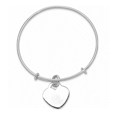 Sterling Silver Heart Bangle Bracelet – view 3