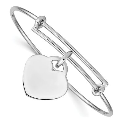 Sterling Silver Heart Bangle Bracelet